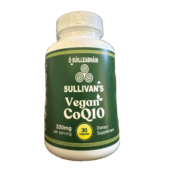 SILLEABHIN SULLIVANS Vegan CoQ10 200mg 30 Vegetarian Capsules (Made in USA, Gluten Free, GMP Certified, Non-GMO, 3rd Party Laboratory Tested for Purity & Potency) HIGH Absorption