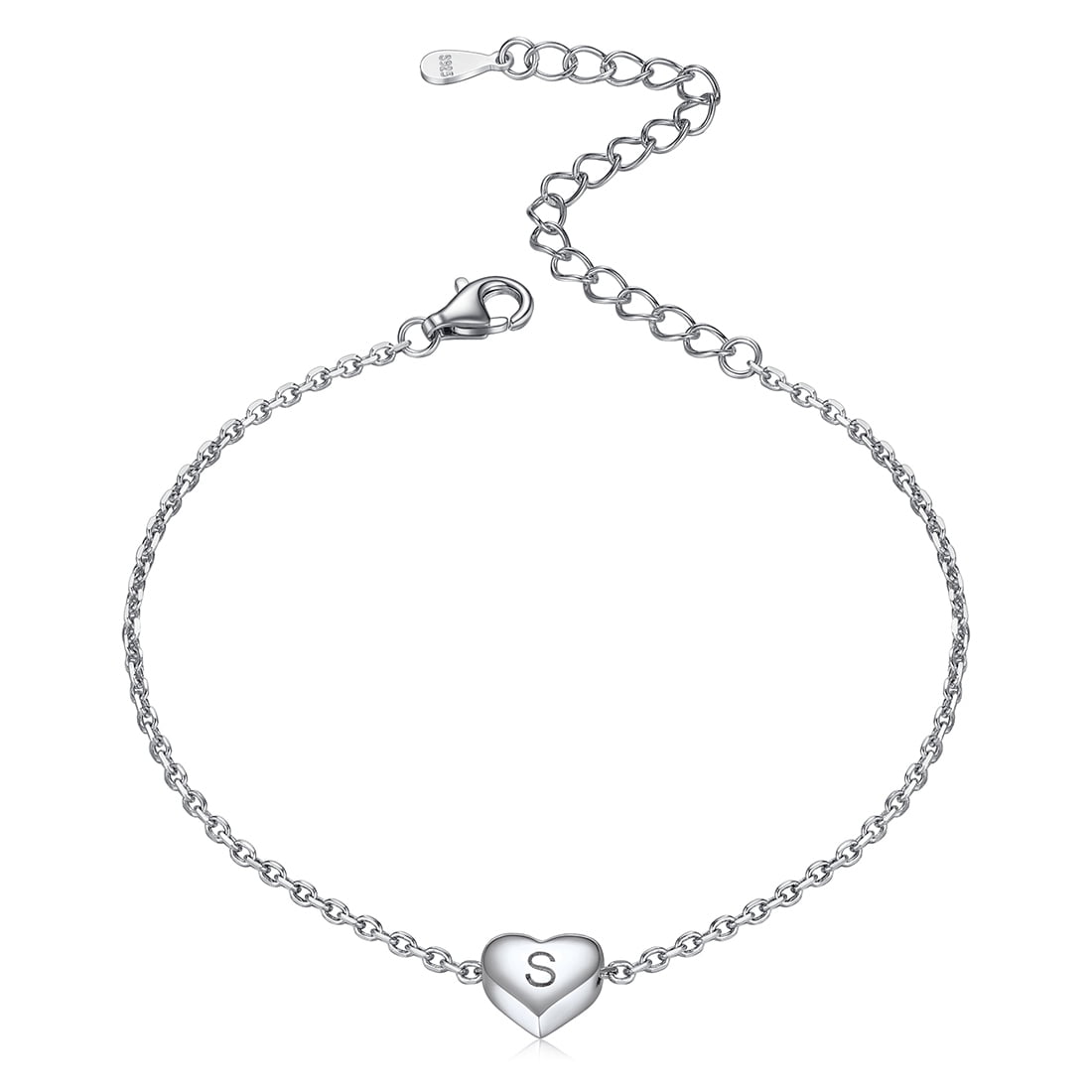 Silver My Initials - Letter M Circle Charm Braided Bracelet