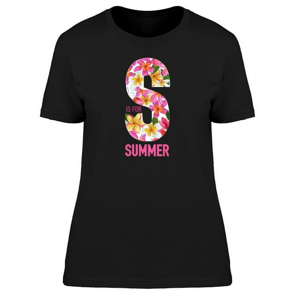 S Is For Summer Cute Flowers T-Shirt Women -Image by Shutterstock, Female Large