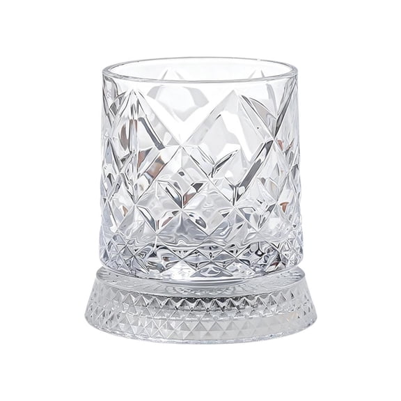 S-JIEI 360 Rotating Whiskey Glass with Led Light, Spinnings Crystal Whiskey Glass, Premium Diamond Ribbed Old Fashioned Rocks Tumbler, for Bar Cocktail Scotches