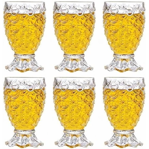S.K. Sales Pineapple Shaped Glass Set of 6 | 190 ml Fancy Juice Glass, Cocktail Glass, Beer Glass, Crystal Clear Designer Glass for Water, Whiskey, Wine, Mocktail, Bar Accessories & Drinkware