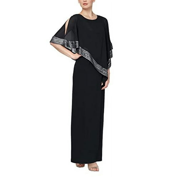 S.L. Fashions Long Cape Dress, Jersey, Dress, Women's