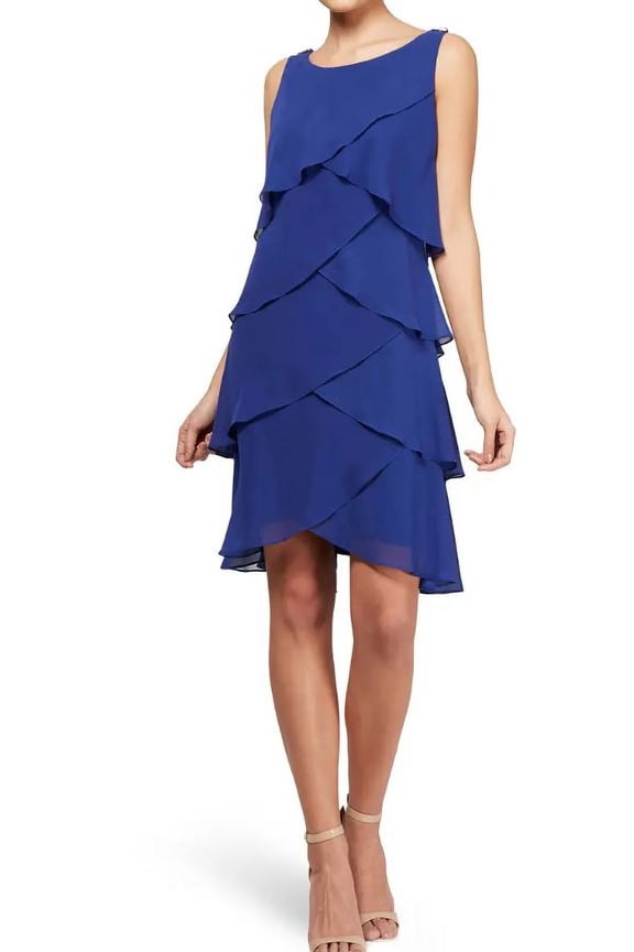 S. L. Fashions Women's Blue Sleeveless Shift Dress, 10
