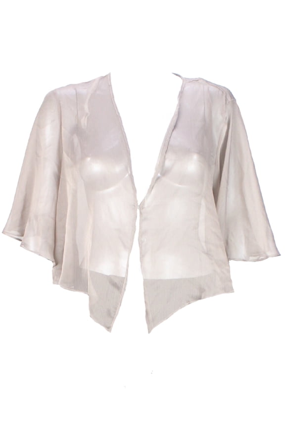S.L. Fashions Womens Sand Butterfly-Sleeve Open Blouse 10