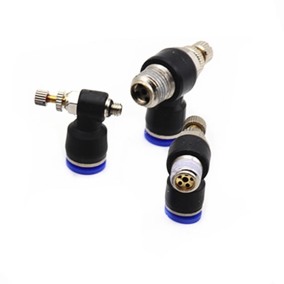 S-L" Pneumatic Speed Flow Controller L type 4-12mm OD Hose Tube 1/8" 1/4" 3/8" 1/2"B-S-P Male Gas Airflow Limit Valve Quick Fitting ,Solid Connection