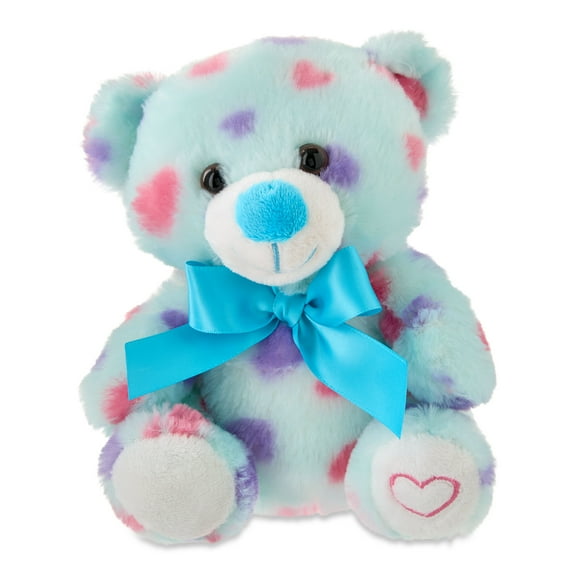 Small Heart Polka Dot Bear Plush, Light Blue, 7.5", Valentine's Day by Way To Celebrate