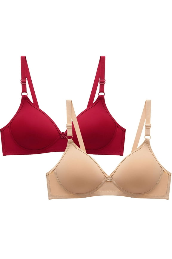 2Pcs Wireless Bras For Women Comfort Bra Soild Color Wire Free Underwear Bra Everyday Small Cup Underwear T-Shirt Bra Lightly Lined Push Up Bra V-Neck Bralettes For Ladies