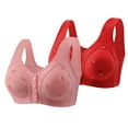 thumbnail image 1 of Fsgntruao 2Pc Front Button Bras for Women Plus Size Front Closure Bras Full Coverage No Underwire Bras for Seniors Wireless Front Close Push Up Bra Comfort Support Sleeping Everyday Bras, 1 of 2