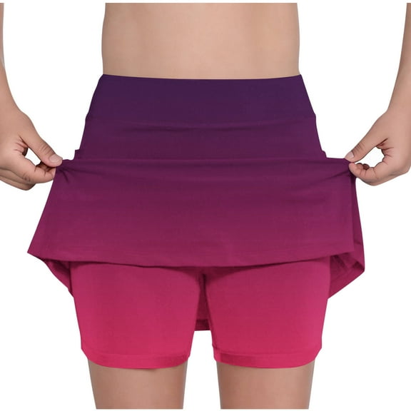 S LUKKC LUKKC Athletic Shorts for Kid Girls Elastic Waist Casual Leggings Lightweight Active Shorts Running Workout Shorts with Lined Underpants Skirts Hiking Gym Outdoors Summer Clothes