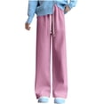 thumbnail image 1 of Fsgntruao Corduroy High Waisted Pants for Women Fleece Lined Loose Drawstring Straight Leg Floor Length Casual Warm Wide Leg Pants Palazzo Pants, 1 of 7