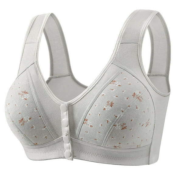 S LUKKC LUKKC Front Button Bras for Women Plus Size Front Closure Bras Full Coverage No Underwire Bras for Seniors Wireless Front Close Push Up Bra Comfort Support Sleeping Everyday Bras