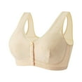 thumbnail image 1 of Fsgntruao Front Button Bras for Women Plus Size Front Closure Bras Full Coverage No Underwire Bras for Seniors Wireless Front Close Push Up Bra Comfort Support Sleeping Everyday Bras, 1 of 2