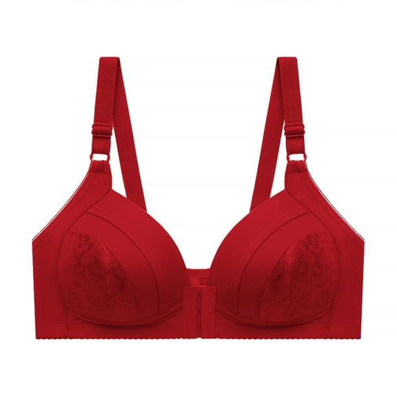 S LUKKC LUKKC Front Closure Bras for Women Plus Size Front Buckle Bras Full Coverage No Underwire Wireless Push Up Bra Comfort Sleeping Bra Everyday Bras