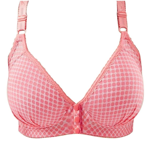 Fsgntruao Front Closure Bras for Women Plus Size Front Button Bras Full Coverage No Underwire Wireless Push Up Bra with Adjustable Strap Comfort Sleeping Bra Everyday Bras