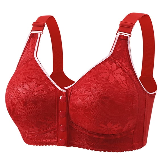 Fsgntruao Front Closure Bras for Women Plus Size Front Button Bras Full Coverage No Underwire Wireless Push Up Bra with Adjustable Strap Comfort Sleeping Bra Everyday Bras