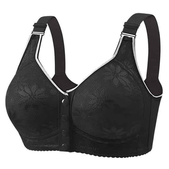 Fsgntruao Front Closure Bras for Women Plus Size Front Button Bras Full Coverage No Underwire Wireless Push Up Bra with Adjustable Strap Comfort Sleeping Bra Everyday Bras