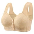 thumbnail image 1 of Fsgntruao Front Closure Bras for Women Plus Size Front Button Bras Full Coverage No Underwire Wireless Push Up Bra Comfort Sleeping Bra Everyday Bras, 1 of 2