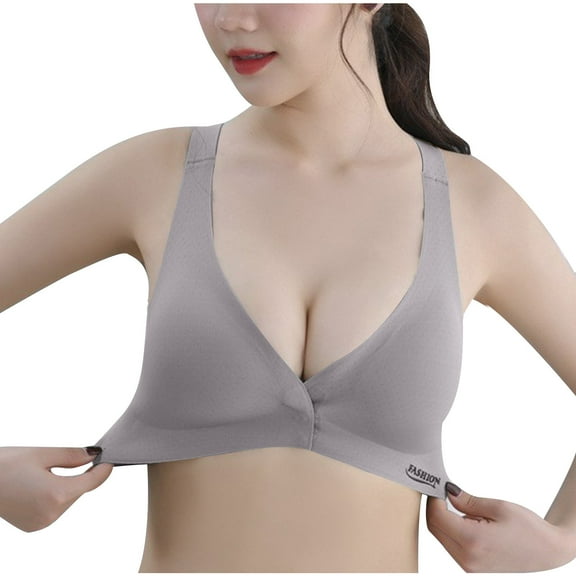 S LUKKC LUKKC Front Closure Bras for Women Plus Size Front Button Bras Full Coverage No Underwire Wireless Push Up Bra Comfort Sleeping Bra Everyday Bras