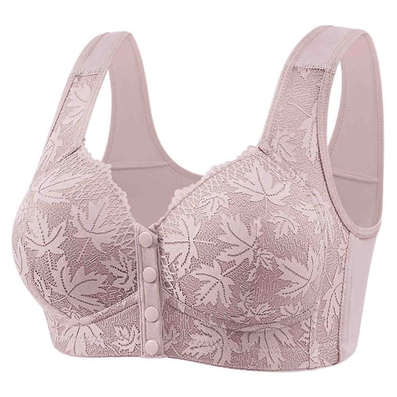 Fsgntruao Front Closure Bras for Women Plus Size Front Button Bras Full Coverage No Underwire Wireless Push Up Bra Comfort Sleeping Bra Everyday Bras