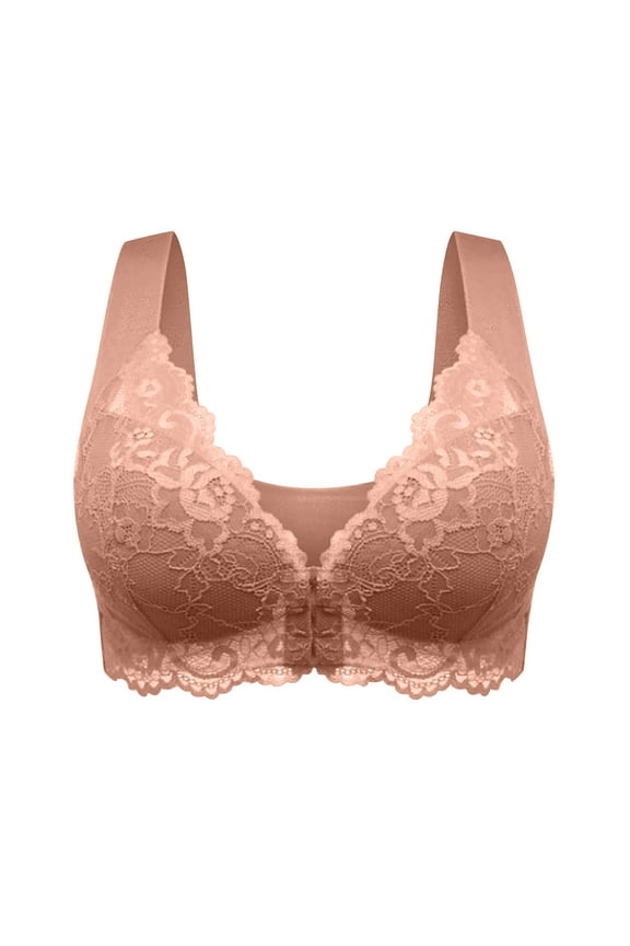 Front Closure Bras for Women Post Surgery Brassiere No Underwire Comfort Wireless Snap Closing Everyday Bra Sleep Front Buckle Corset Bra