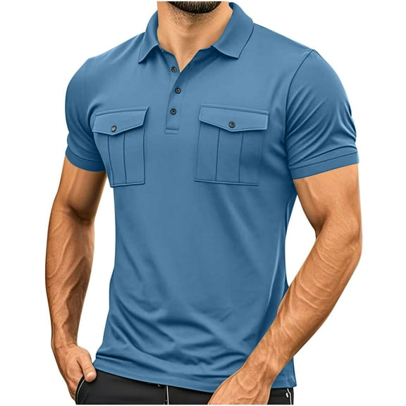 S LUKKC LUKKC Henley Shirt for Men Short Sleeve Casual Lightweight Lapel Button Down Shirt Business Dress Clothing for Beach Summer Tops Blouse Wedding Shirt Tops Working Clothes Shirt with Pockets