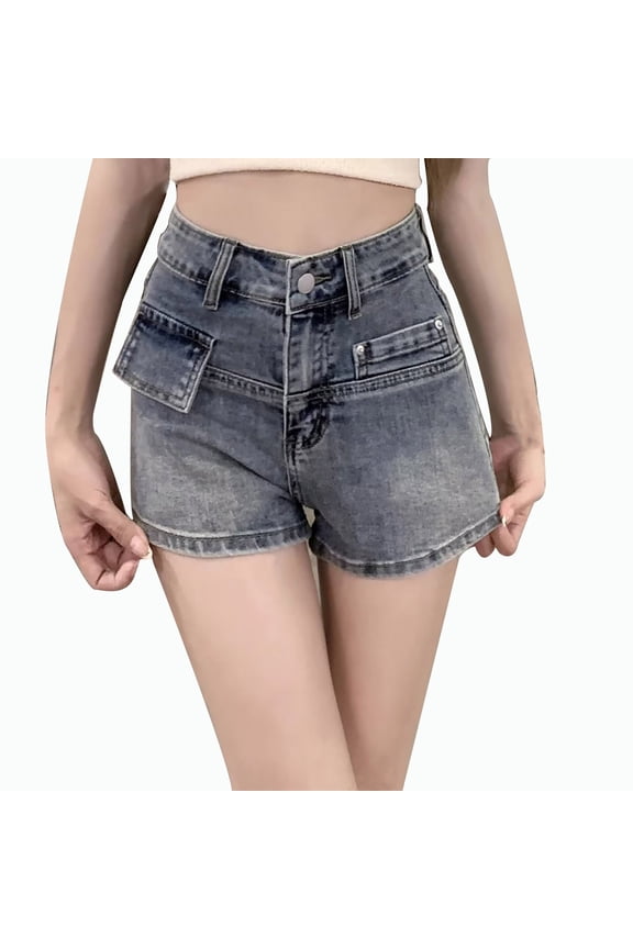 Jeans Shorts for Women Solid Color Straight Stretch Denim Shorts Women'S Dance Hip Wrap Versatile Leg Show Long Shorts Butt-Lifting Hot Denim Shorts