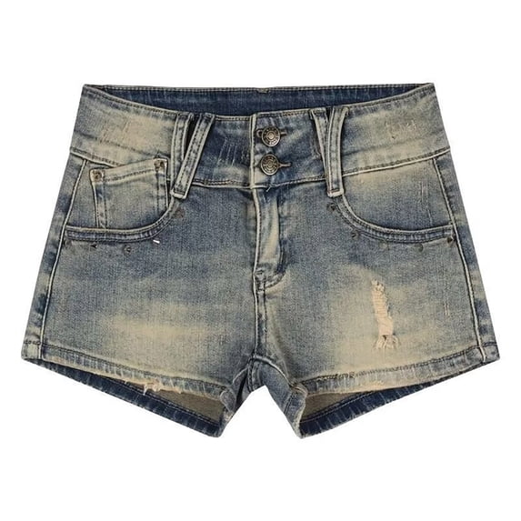 Fsgntruao Jeans Shorts for Women Solid Color Straight Stretch Denim Shorts Women'S Dance Hip Wrap Versatile Leg Show Long Shorts Butt-Lifting Hot Denim Shorts