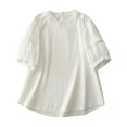 thumbnail image 1 of Fsgntruao Linen Shirts for Women Summer Tops 3/4 Sleeve Plus Size Round Neck Pullover Tunic Tops Loose Fit Blouses T-Shirt Dressy Casual Vacation Work Tops, 1 of 9