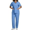 thumbnail image 1 of S LUKKC LUKKC Nursing Uniform Set for Women Scrubs Set Medical Scrubs V-Neck Top with Pocket Jogger Pants Athletic Nursing Uniform Solid Stretch Wicking And Easy To Care, 1 of 9