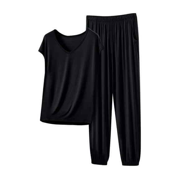 S LUKKC LUKKC Nursing Uniform Set for Women Scrubs Set Medical Scrubs V-Neck Top with Pocket Jogger Pants Athletic Nursing Uniform Solid Stretch Wicking And Easy To Care