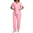 thumbnail image 1 of S LUKKC LUKKC Nursing Uniform Set for Women Scrubs Set Medical Scrubs V-Neck Top with Pocket Jogger Pants Athletic Nursing Uniform Solid Stretch Wicking And Easy To Care, 1 of 8