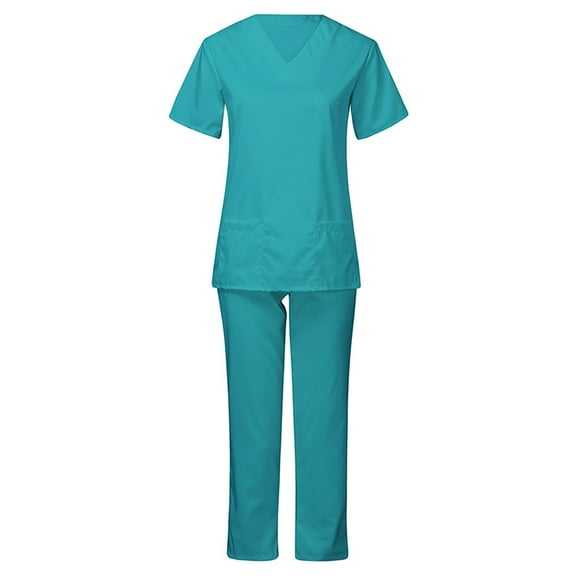 S LUKKC LUKKC Nursing Uniform Set for Women Scrubs Set Medical Scrubs V-Neck Top with Pocket Jogger Pants Athletic Nursing Uniform Solid Stretch Wicking And Easy To Care