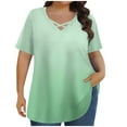 thumbnail image 1 of Fsgntruao Plus Size Summer Top for Women Oversized V-Neck Short Sleeve Loose Fit Tshirts Blouses Business Casual Workout Tunic Tops for Leggings Trendy Fashion Beach Vacation Clothes Outfits, 1 of 6