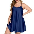 thumbnail image 1 of S LUKKC LUKKC Satin Nightgown for Women Plus Size Ice Silk Chemise Lingerie Sleepwear Spaghetti Strap V-Neck Elegant Long Slip Satin Silk Midi Dress Suspender Nightdress, 1 of 5