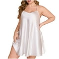 thumbnail image 1 of S LUKKC LUKKC Satin Nightgown for Women Plus Size Ice Silk Chemise Lingerie Sleepwear Spaghetti Strap V-Neck Elegant Long Slip Satin Silk Midi Dress Suspender Nightdress, 1 of 8