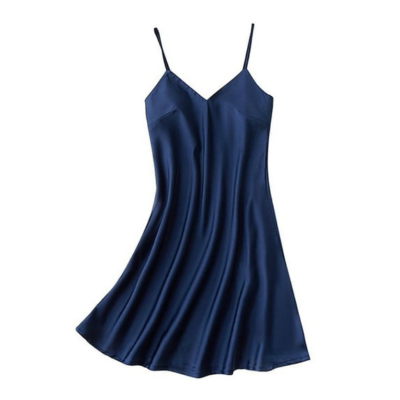S LUKKC LUKKC Satin Nightgowns for Women Sleeveless Ice Silk Chemise Lingerie Sleepwear Short Pajama Dress Night Dress V-Neck Nightshirt Loose Breathable Comfortable wear