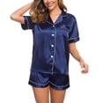 thumbnail image 1 of Fsgntruao Silk Satin Pajamas Set for Women Short Sleeve Button Down Soft Sleepwear wear Shorts Set, 1 of 7