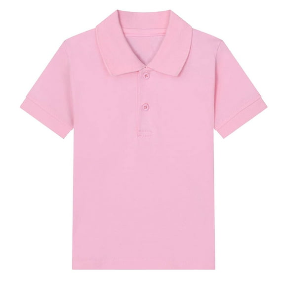 Fsgntruao Summer T-Shirts for Kids Girl Boy Unisex Toddler Solid Color Lapel Casual Button Down Uniform Shirts Short Sleeve Dress Shirts Blouse Tunic Top for Beach Vacation