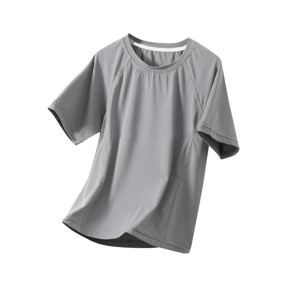 S LUKKC LUKKC Summer ice silk T-Shirts for Kids girl boys Middle-aged Young T-shirt Sports Drying Cool Sun Protection Clothing Short Sleeve Round Neck Thin Blouse Tunic top for Beach Vacation