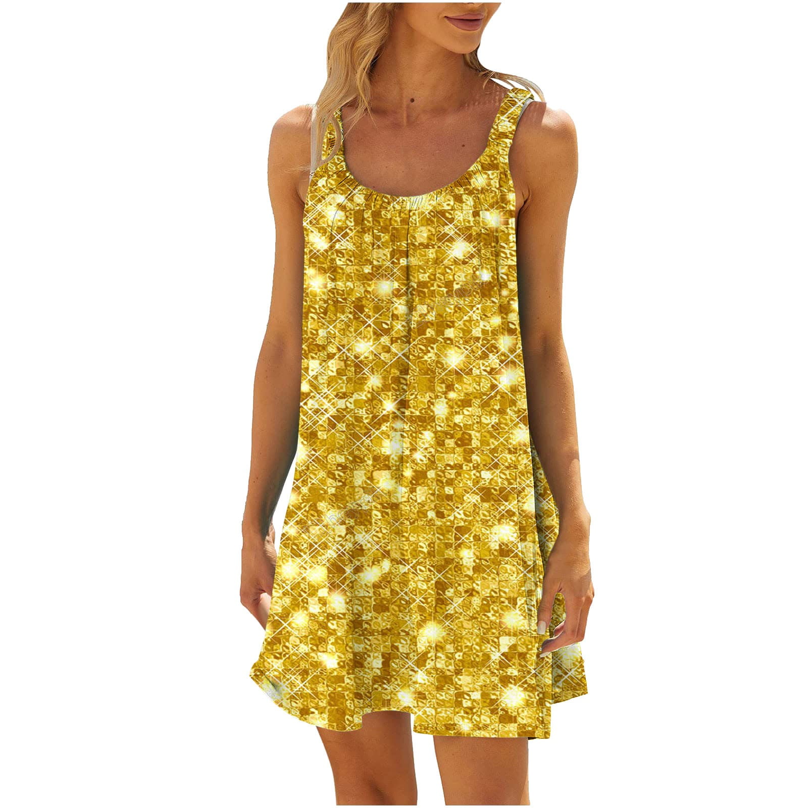 S LUKKC LUKKC Women'S Summer Dresses 2024 Beach Casual RoundNeck