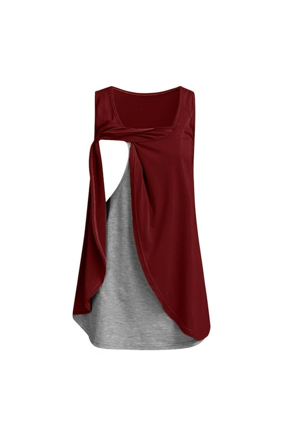 Womens Maternity Tank Top, Plus Size 3 in 1 Labor Delivery Nursing Pregnancy Clothes Sleeveless Scoop Neck Racerback Breastfeeding Shirt for Daily Wear Gifts for First Time Moms