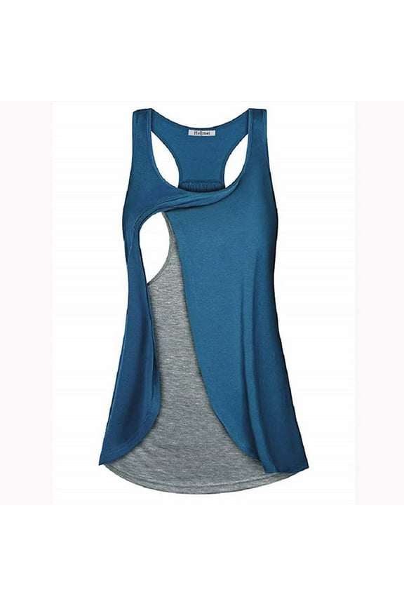 Women's Maternity Plus Size Nursing Tank Top Sleeveless Double Layer 3 in 1 Delivery Breastfeeding Tank Tee Shirts Ruched Loose Comfy Postpartum Tops Summer Pregnancy Clothes