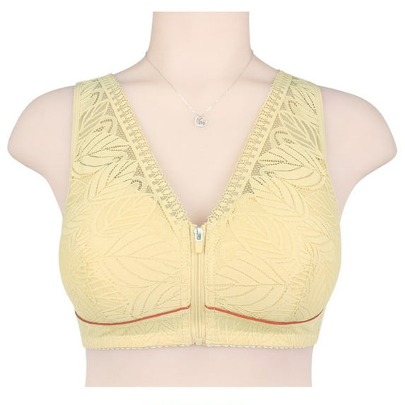 S LUKKC LUKKC Zip Front Closure Wirefree Bras for Women, Women's Plus Size Post-Surgery Support and Lift Front Close Brassiere Wireless Comfort Full-Coverage Bralette Everyday Underwear Clearance!