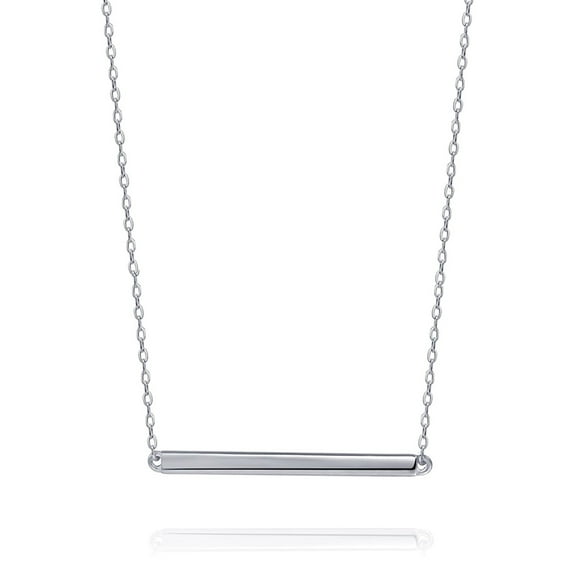S.Leaf Bar Necklace for Women Bar Necklace Sterling Silver Dainty Necklace (Silver)