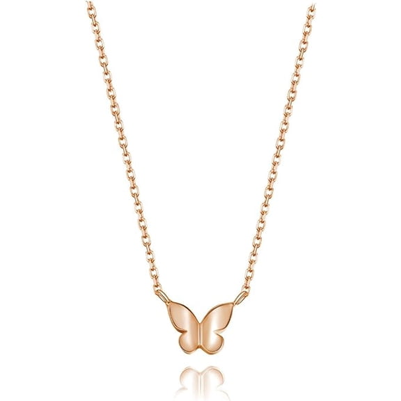 S.Leaf Butterfly Necklace Sterling Silver Butterfly Necklaces Minimalist Necklaces for Women