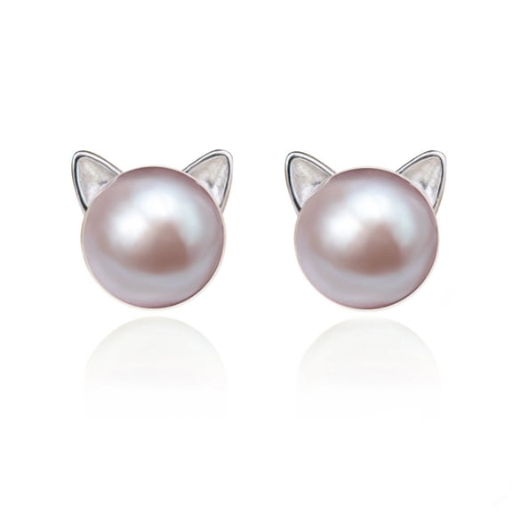 S.Leaf Cat Pearl Earrings for Women 925 Sterling Silver Hypoallergenic Cat Memorial Gifts Lovers Jewelry Earrings