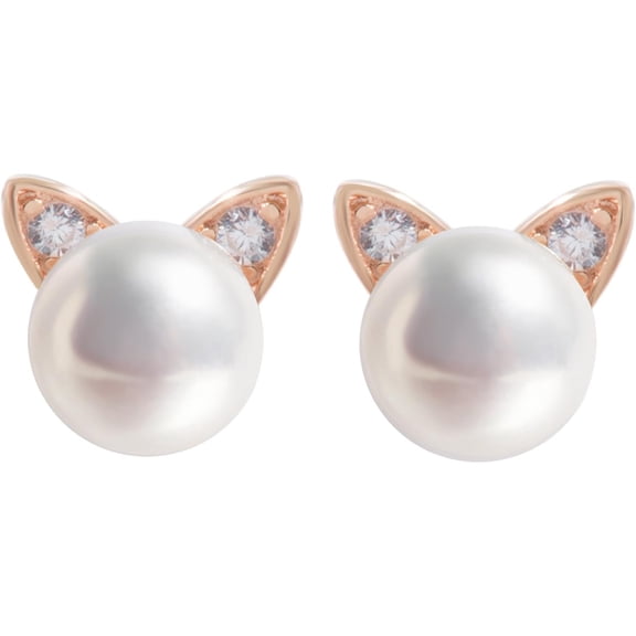 S.Leaf Cat Pearl Earrings for Women 925 Sterling Silver Hypoallergenic Cat Memorial Gifts Lovers Jewelry Earrings
