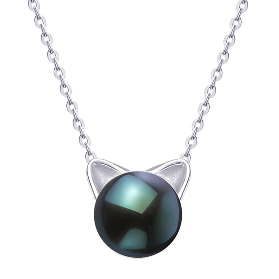 S.Leaf Cat Pearl Necklaces For Women Sterling Silver Cat Lovers Lady Gifts Pearl Opal Jewelry Pendant Collarbone Charm Necklace