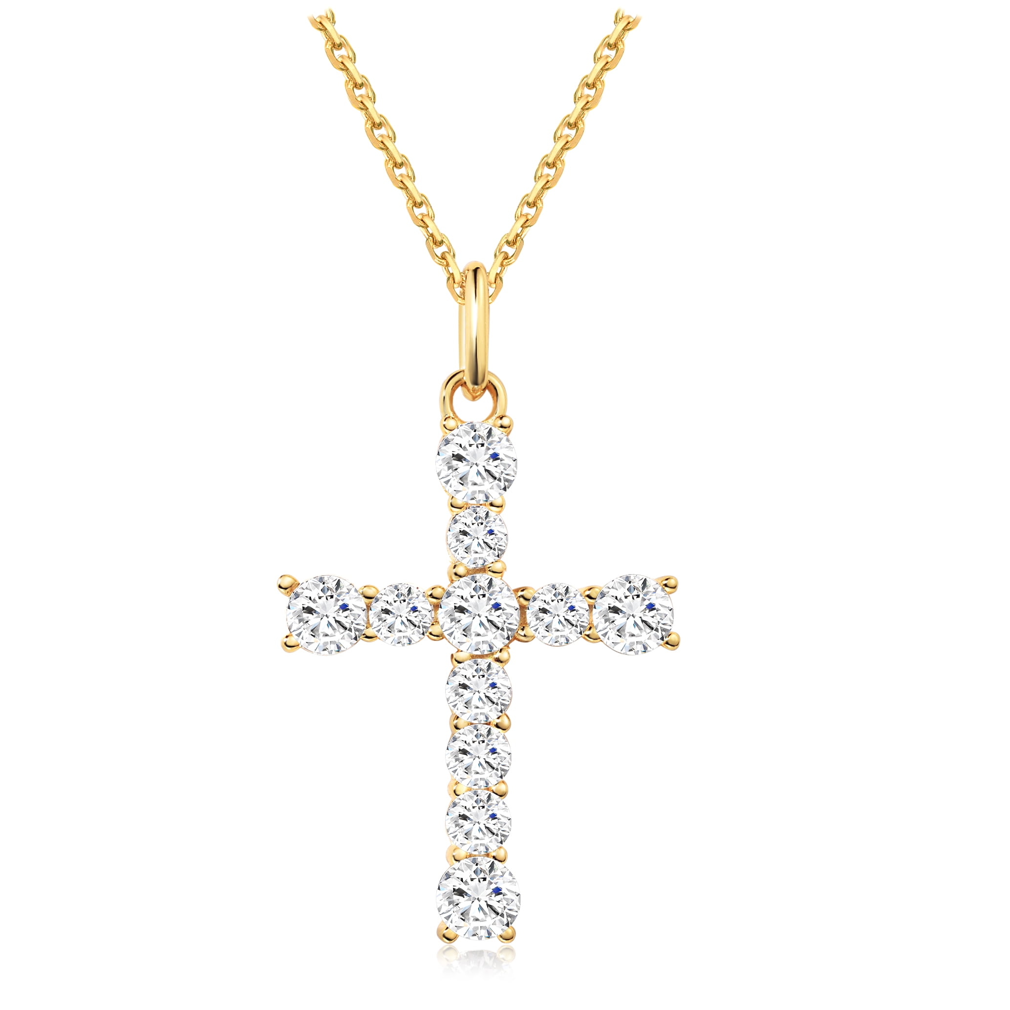 S.Leaf Cross Necklace for Women 14k Gold plated Sterling Silver Cross ...