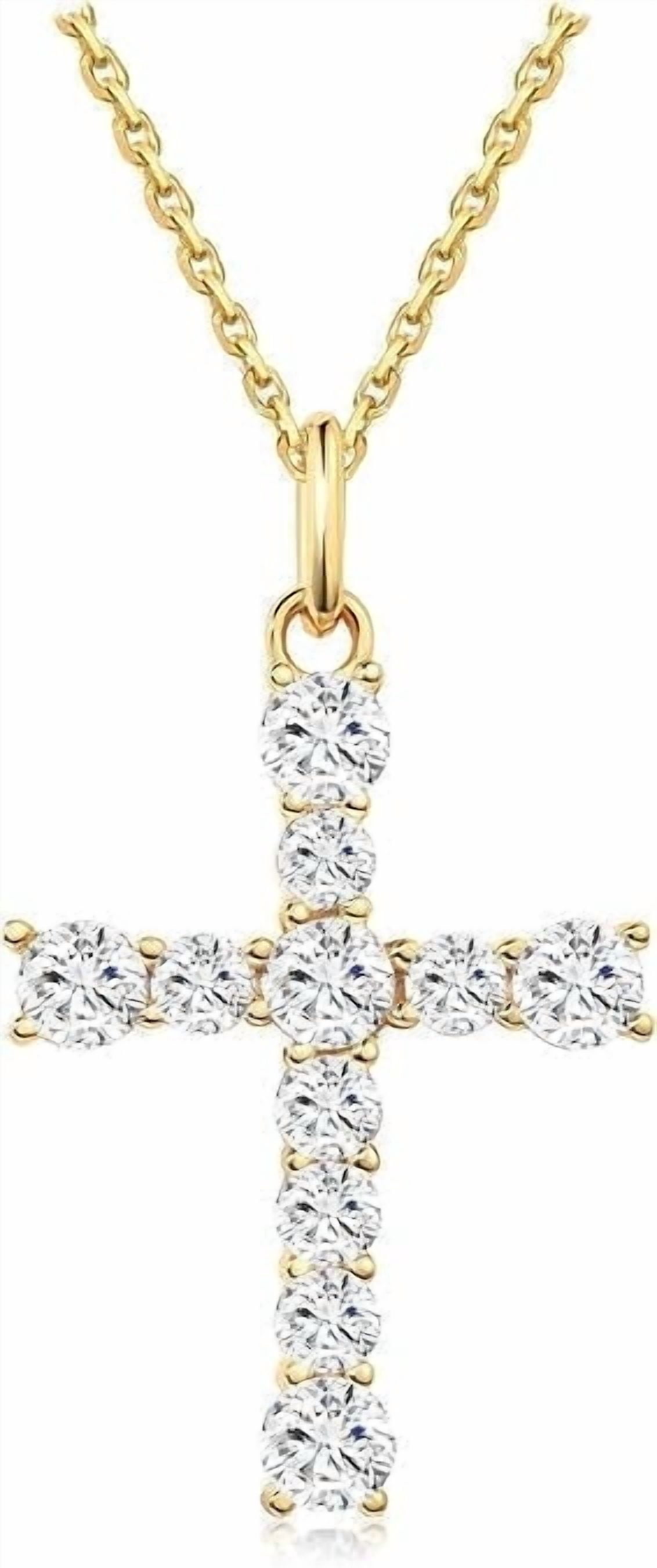 S.Leaf Cross Necklace for Women Gold Diamond Cross Necklaces for Women Sterling Silver Cross Pendant Necklaces for Women Birthday Anniversary